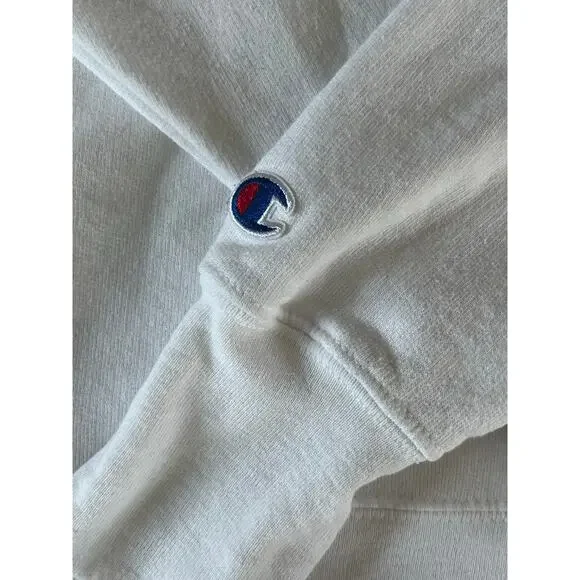Champion White Crewneck Sweatshirt XS | Embroidered Logo | Classic Fit - Picture 5 of 6